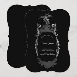Whimsigoth gotisk vintage spegel bröllopsinbjudan inbjudningar
