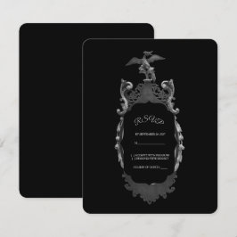 Whimsigoth gotiskt silver utsmyckad spegel bröllop OSA kort