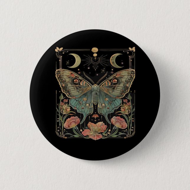 Whimsigoth Moth Shirt, Botanical Butterfly T Shirt Knapp (Framsida)