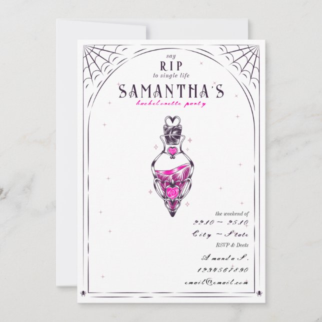 Whimsigoth Mystical Kärlek Potion Bachelorette Par Inbjudningar (Framsida)