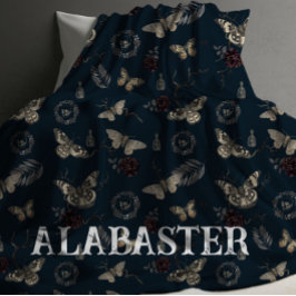 Whimsigoth Navy Personlig Baby Moth Blanket Fleecefilt