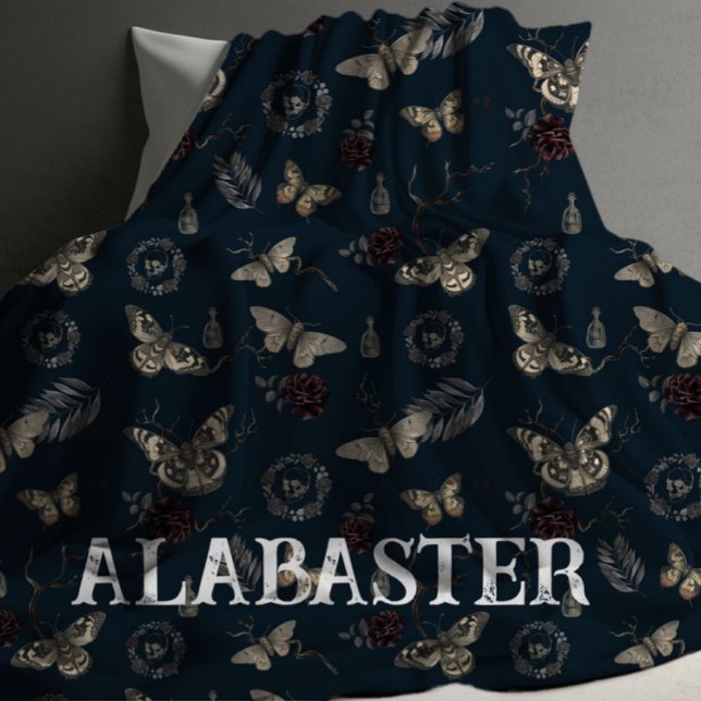 Whimsigoth Navy Personlig Baby Moth Blanket Fleecefilt (Skapare uppladdad)