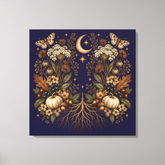 Whimsigoth Pumpa Mån Moth Vintage Höst Konst Canvastryck