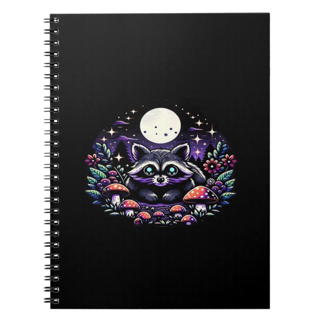 Whimsigoth Raccoon under Moonlight Vinta Anteckningsbok (Framsidan)