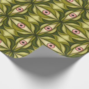 Whimsigoth Rosa Öga Grön Botanisk Maximalistisk Ko Presentpapper