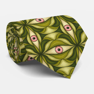 Whimsigoth Rosa Öga Grön Botanisk Maximalistisk Ko Slips