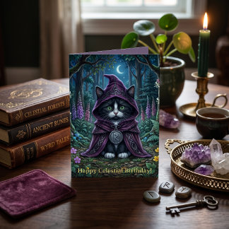 Whimsigoth Smokingfrakk Katt Mörk Akademi Födelsed Kort