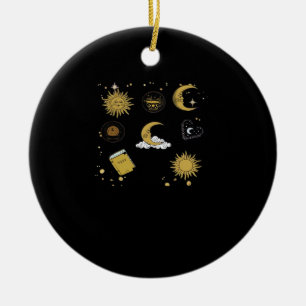 Whimsigoth Sol Måne Witchy Classic Julgransprydnad Keramik