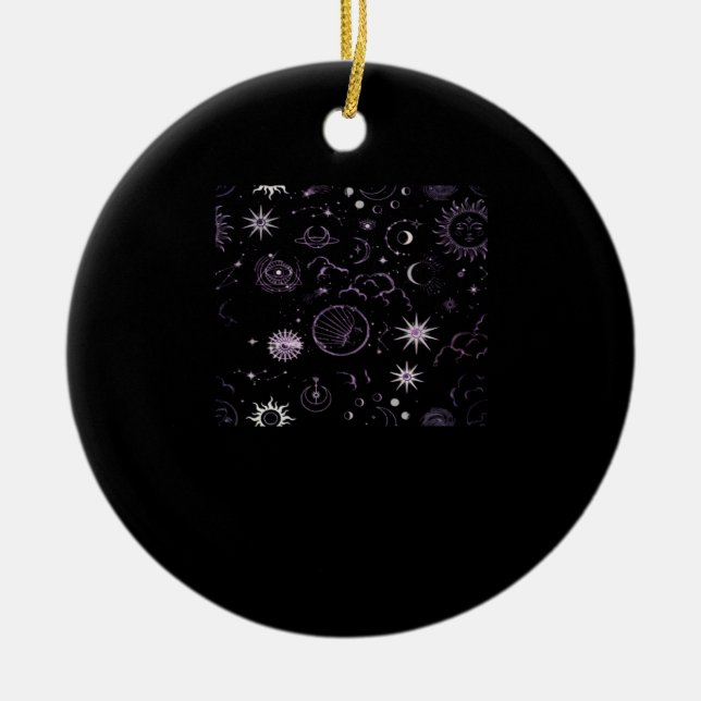 Whimsigoth Sol Måne Witchy Classic Julgransprydnad Keramik (Framsidan)