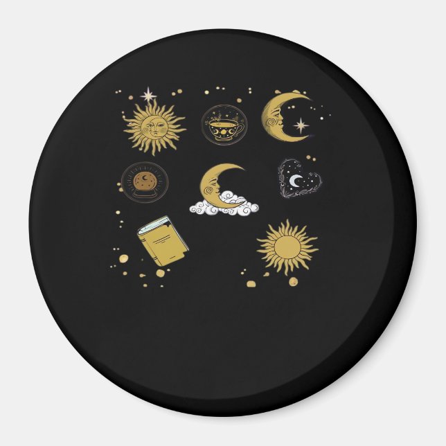 Whimsigoth Sol Måne Witchy Classic Magnet (Framsidan)