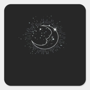 Whimsigoth Starry Night Måne Witchy Classic Fyrkantigt Klistermärke