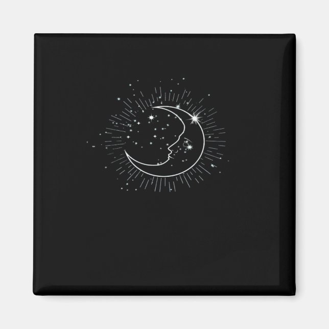 Whimsigoth Starry Night Måne Witchy Classic Magnet (Framsidan)