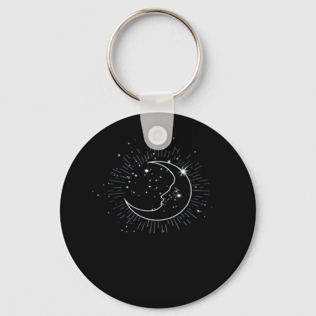 Whimsigoth Starry Night Måne Witchy Classic Nyckelring (Framsida)