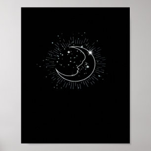 Whimsigoth Starry Night Måne Witchy Classic Poster