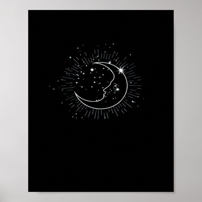 Whimsigoth Starry Night Måne Witchy Classic Poster (Framsidan)