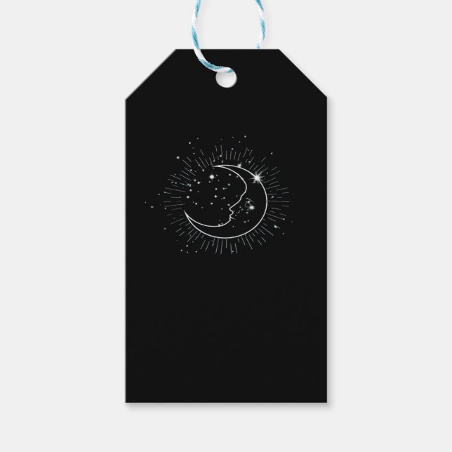 Whimsigoth Starry Night Måne Witchy Classic Presentetikett (Framsidan)