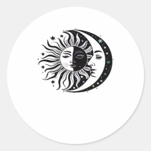 Whimsigoth Vattenfärg Sol Måne Witches Klassiker Runt Klistermärke