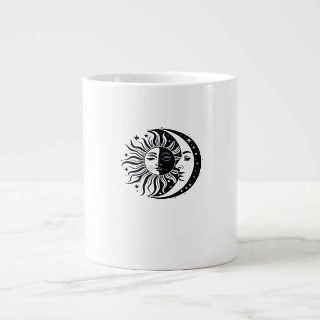 Whimsigoth Watercolor Sol Måne Witchy Classic Jumbo Mugg (Framsidan)
