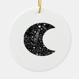 Whimsigoth Witch Måne Wicca Kawaii Goth Tattoo Ast Julgransprydnad Keramik