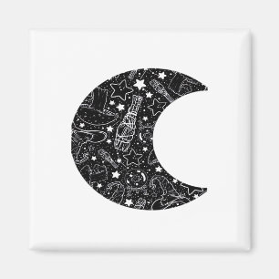 Whimsigoth Witch Måne Wicca Kawaii Goth Tattoo Ast Magnet