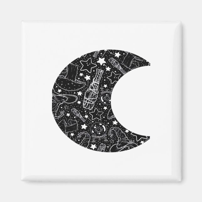 Whimsigoth Witch Måne Wicca Kawaii Goth Tattoo Ast Magnet (Framsidan)