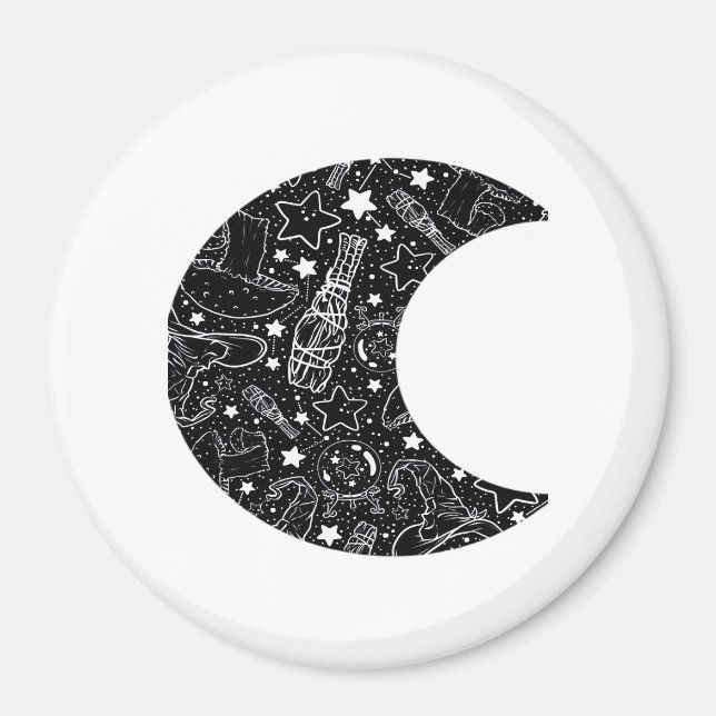 Whimsigoth Witch Måne Wicca Kawaii Goth Tattoo Ast Magnet (Framsidan)