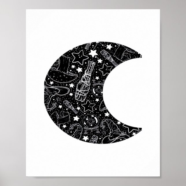 Whimsigoth Witch Måne Wicca Kawaii Goth Tattoo Ast Poster (Framsidan)