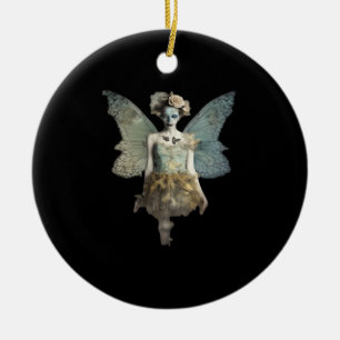 Whimsigoth Zombie Fairy Old Timey Gothic Moody Art Julgransprydnad Keramik