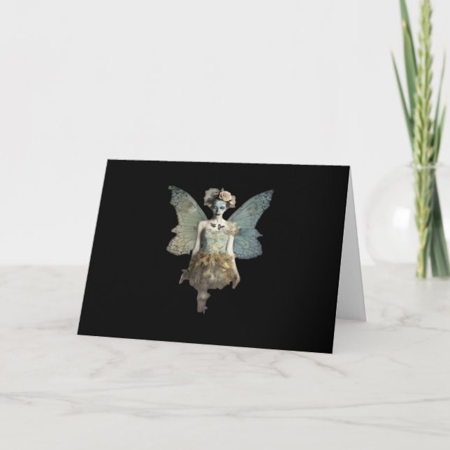 Whimsigoth Zombie Fairy Old Timey Gothic Moody Art Kort (Framsida)
