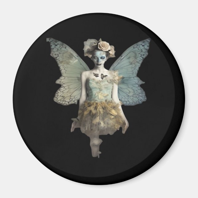 Whimsigoth Zombie Fairy Old Timey Gothic Moody Art Magnet (Framsidan)
