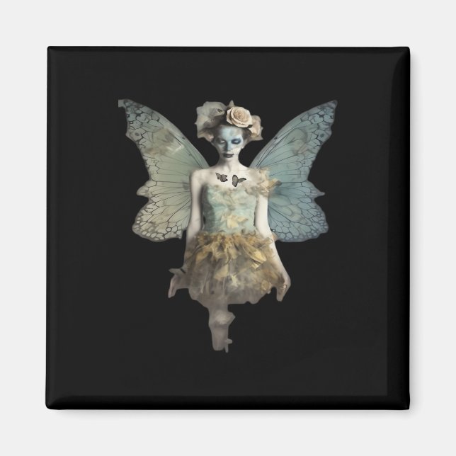 Whimsigoth Zombie Fairy Old Timey Gothic Moody Art Magnet (Framsidan)