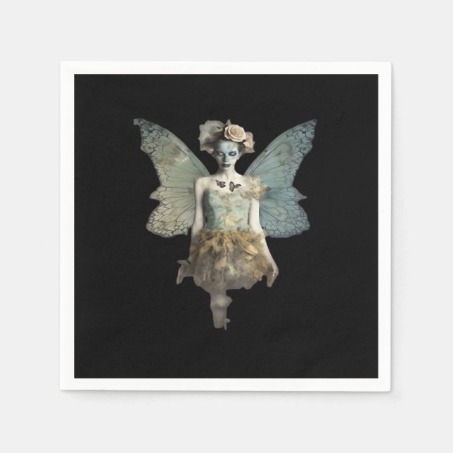 Whimsigoth Zombie Fairy Old Timey Gothic Moody Art Pappersservett (Framsidan)