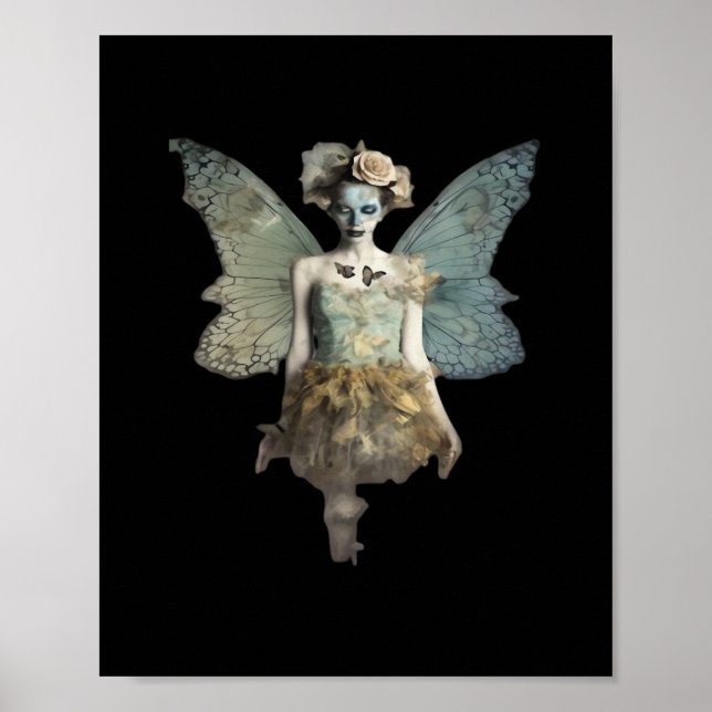Whimsigoth Zombie Fairy Old Timey Gothic Moody Art Poster (Framsidan)
