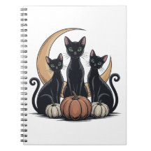 Whimsigothic Svarta katter Pumpkin Måne Halloween
