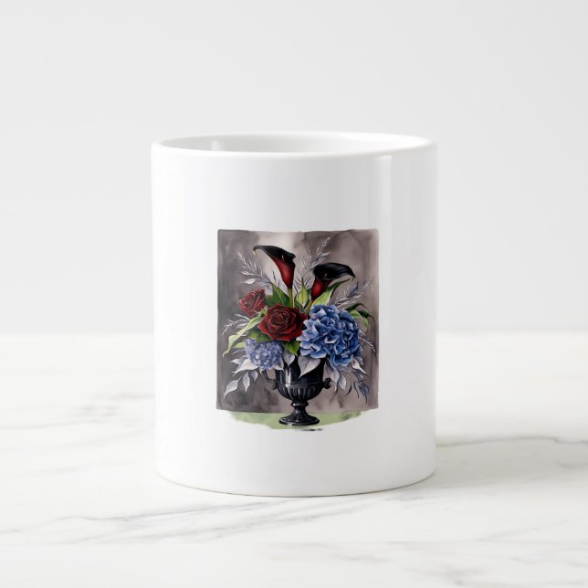 Whimsigotisk - gotisk Blommigt Vas Aesthetic Class Jumbo Mugg (Framsidan)