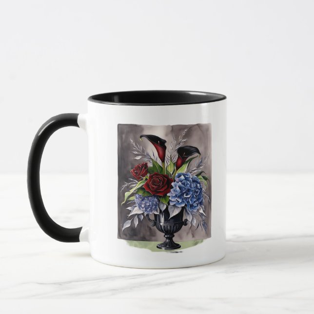 Whimsigotisk - gotisk Blommigt Vas Aesthetic Class Mugg (Vänster)