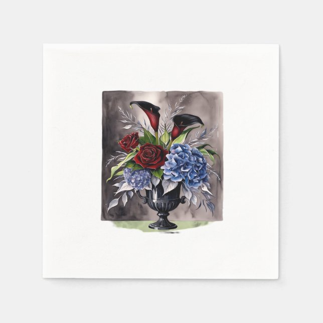 Whimsigotisk - gotisk Blommigt Vas Aesthetic Class Pappersservett (Framsidan)