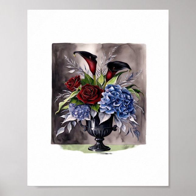 Whimsigotisk - gotisk Blommigt Vas Aesthetic Class Poster (Framsidan)
