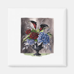Whimsigotisk – Gotisk blomvasestetik Klassisk Magnet