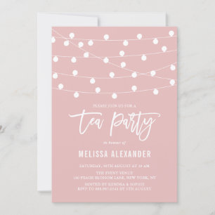 Whimsiing String Ljus Rosa Tea Party Inbjudningar