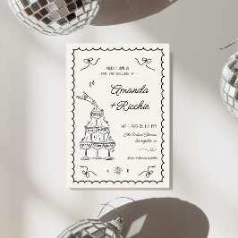 Whimsik Champagne Torn Doodle Bröllop Inbjudningar