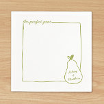 Whimsik & Chic Personlig Funny Pear Bröllop Pappersservett<br><div class="desc">Lägg till en aning lekfull elegans till din speciella dag med dessa "Perfekt Pear"-dockor, designade för att ge charm och sofistikering till alla bröllop- eller förlovningar-evenemang. Med en känslig päronillustration med anpassade namn är dessa blöjor ett trevligt sätt att fira din union. Det färska päronet grönt färg tillför en mjuk,...</div>