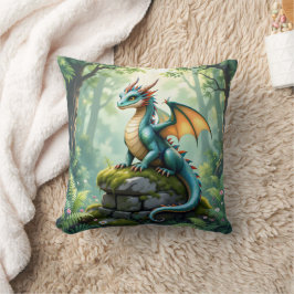 Whimsik Dragon på kärran Kudde