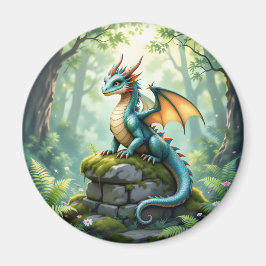 Whimsik Dragon på kärran Magnet