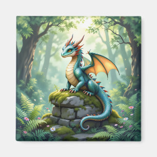 Whimsik Dragon på kärran Magnet