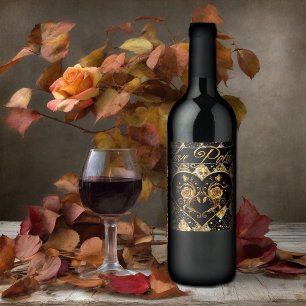 Whimsik och Elegant Goth Kärlek Potion Vin Vinflaska Etikett