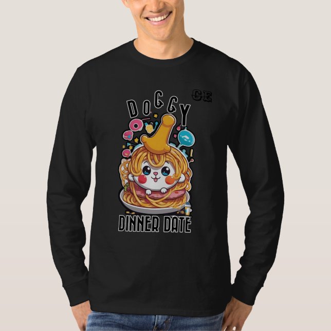Whimsik Spaghetti Feast med vit Hund T Shirt (Framsida)