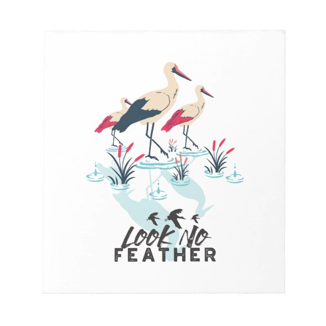Whimsik Stork Pun Art - "Titta ingen ludd" Anteckningsblock (Framsida)