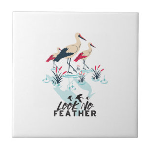 Whimsik Stork Pun Art - "Titta ingen ludd" Kakelplatta