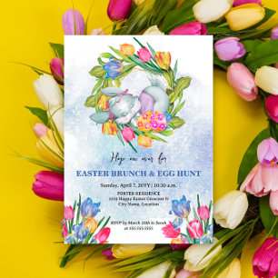 Whimsika Påskägg och Bunny Tulips Inbjudningar